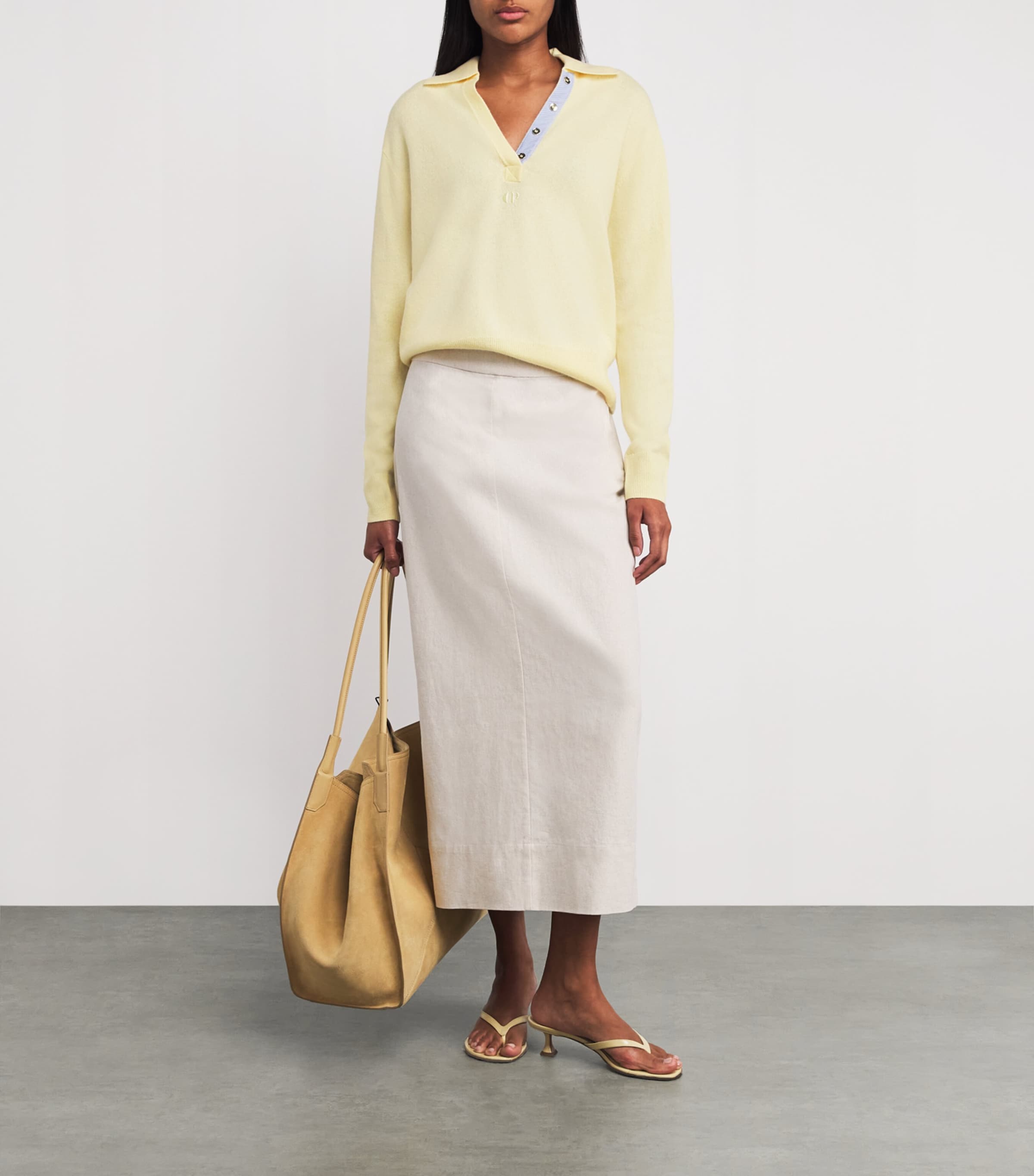 Claudie Pierlot Yellow Wool-Cashmere Polo Sweater