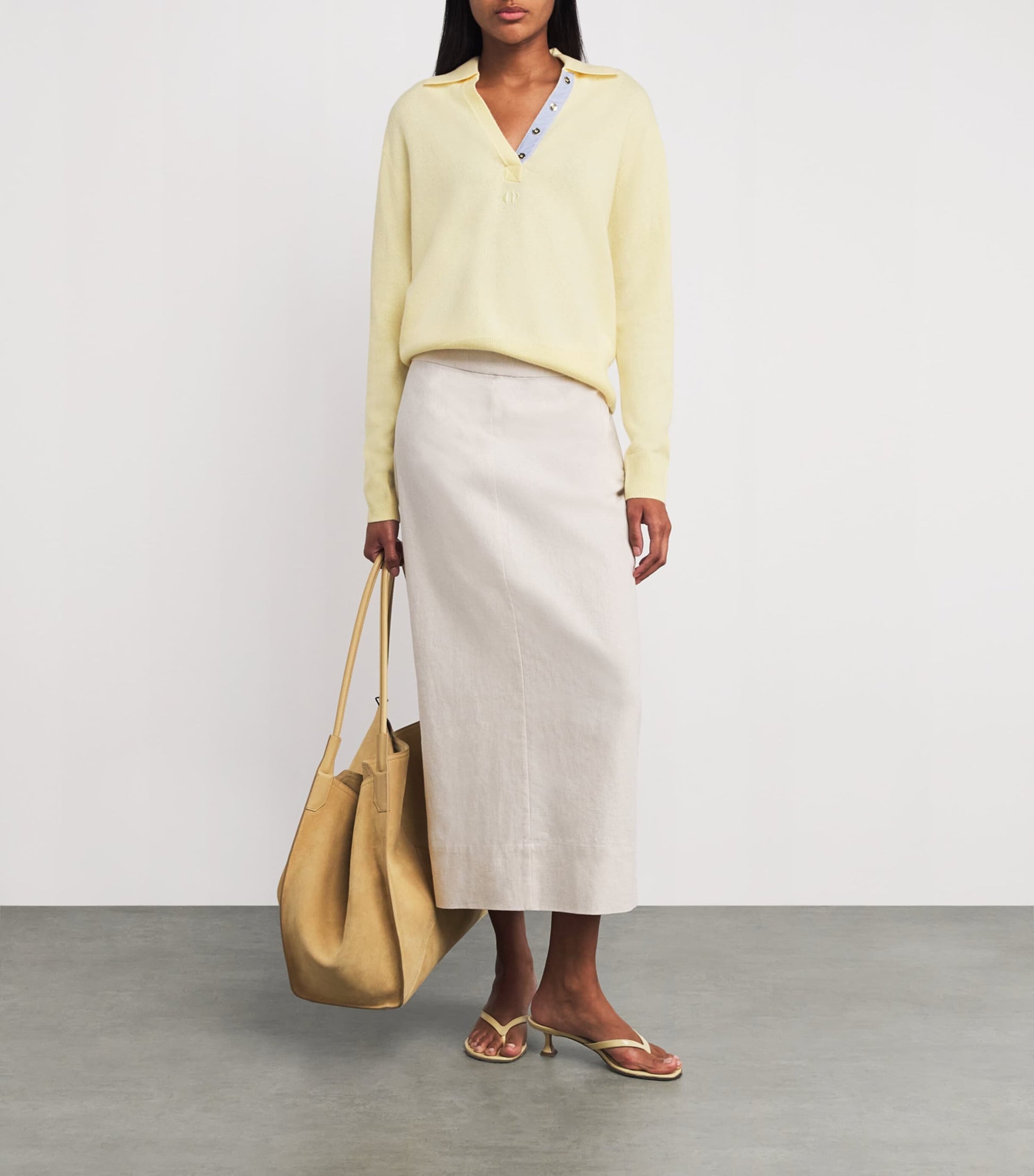 Claudie Pierlot Yellow Wool-Cashmere Polo Sweater