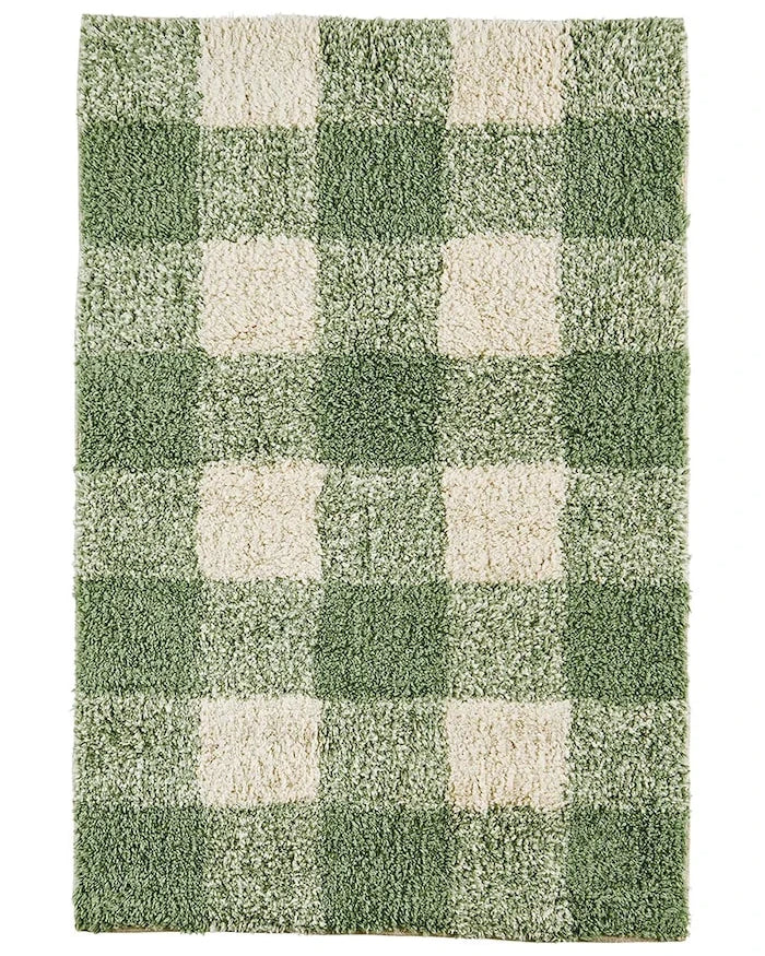 Madam Stoltz Checked Tufted Banyo Paspası