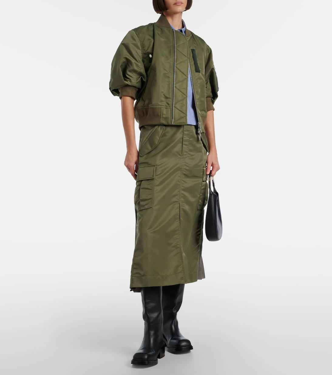 Sacai - تنورة ميدي بكسرات