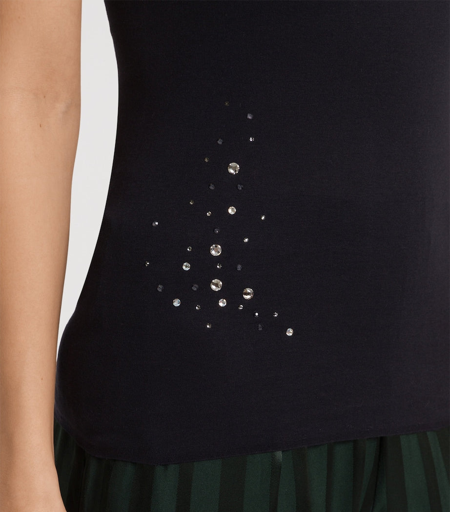 Hanro Black Embellished Cotton Seamless Camisole