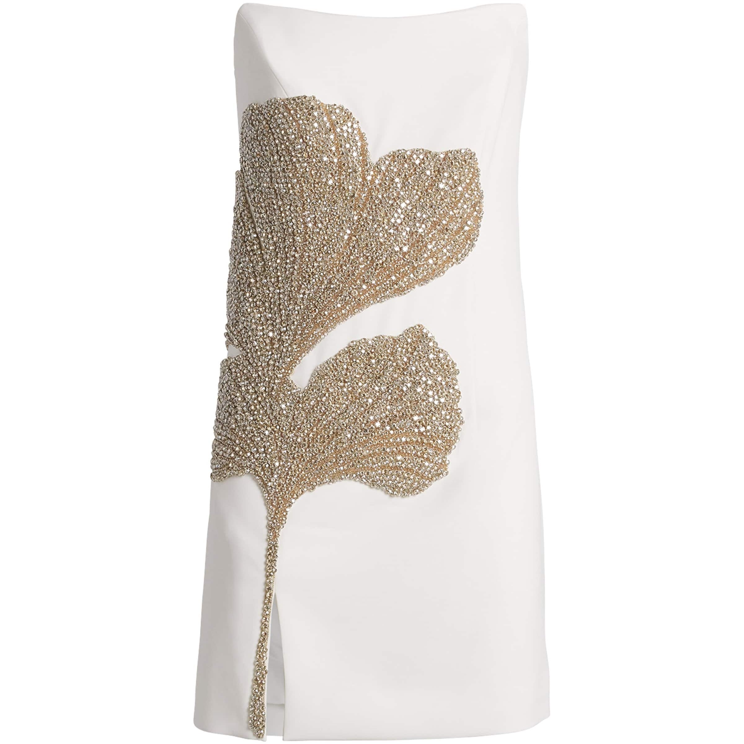 Costarellos Ivory Appliqué-Detail Strapless Kassia Mini Dress