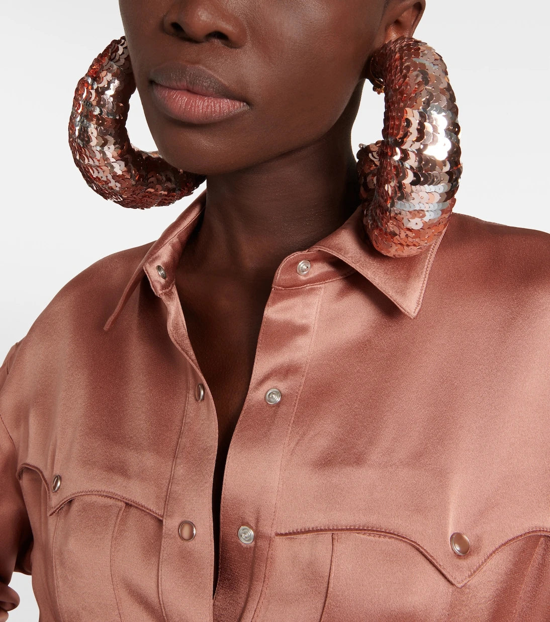 Tom Ford - Croissant sequined hoop earrings