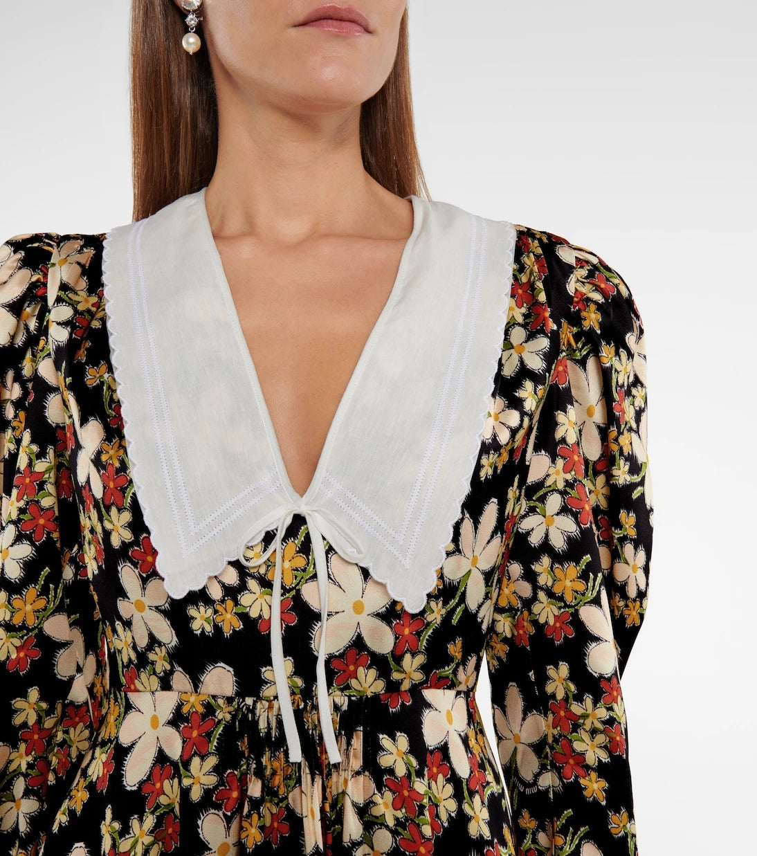 Miu Miu - Floral satin sablé minidress