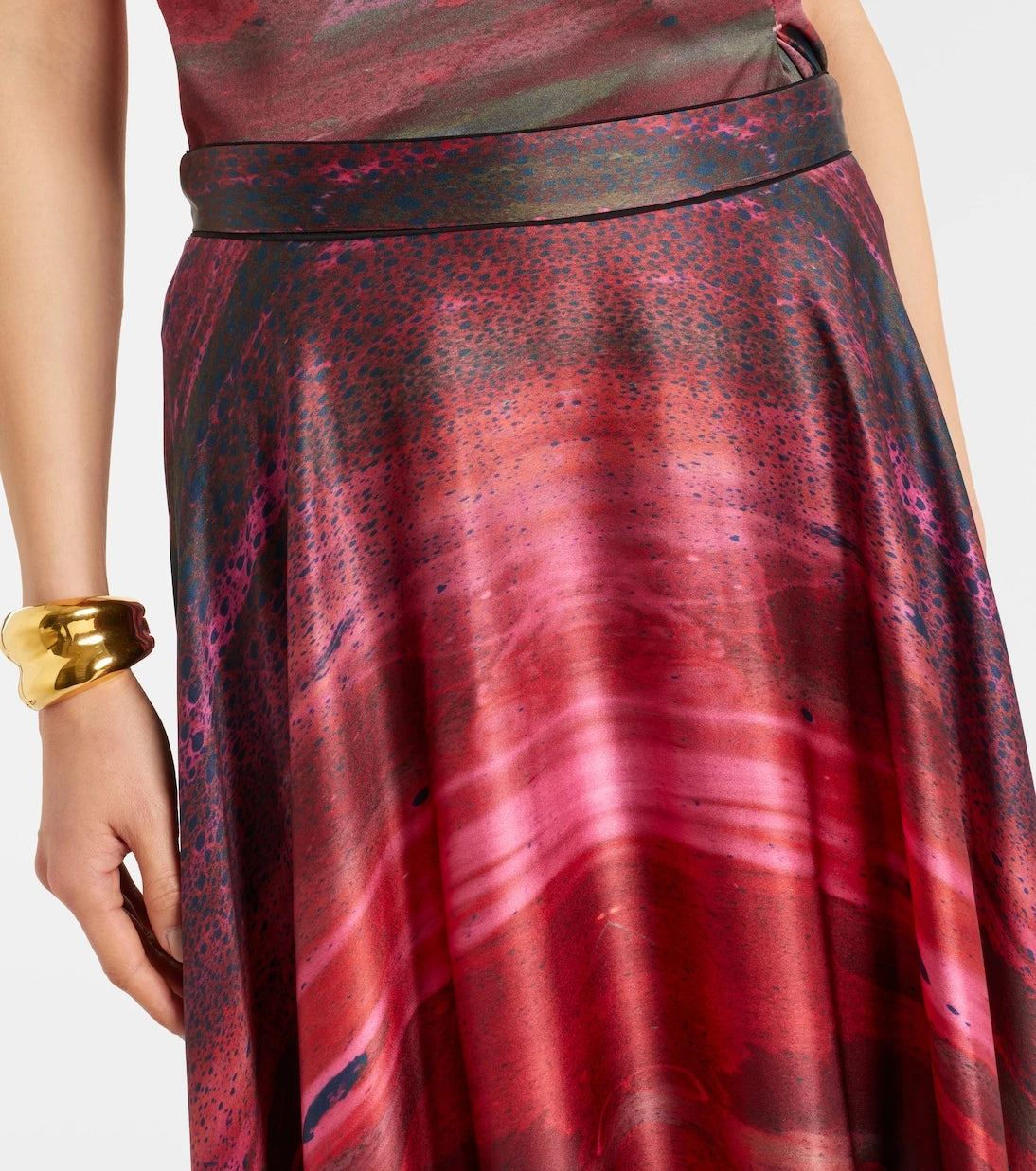 Roksanda - Printed silk satin maxi skirt