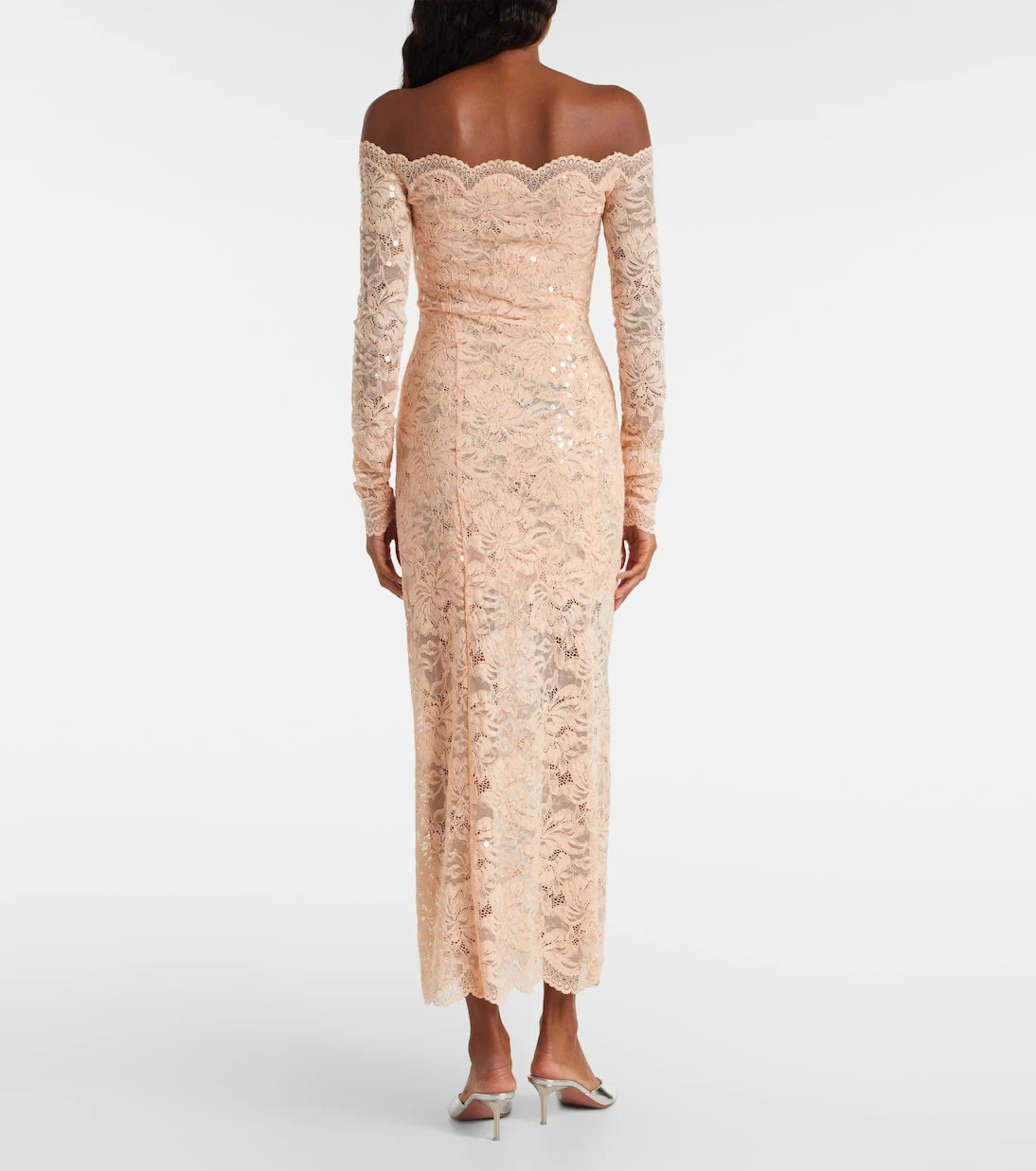 Rabanne - Sequined off-shoulder lace midi dress