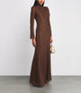Self-Portrait Brown Mesh Rhinestone-Embellished Maxi Dress