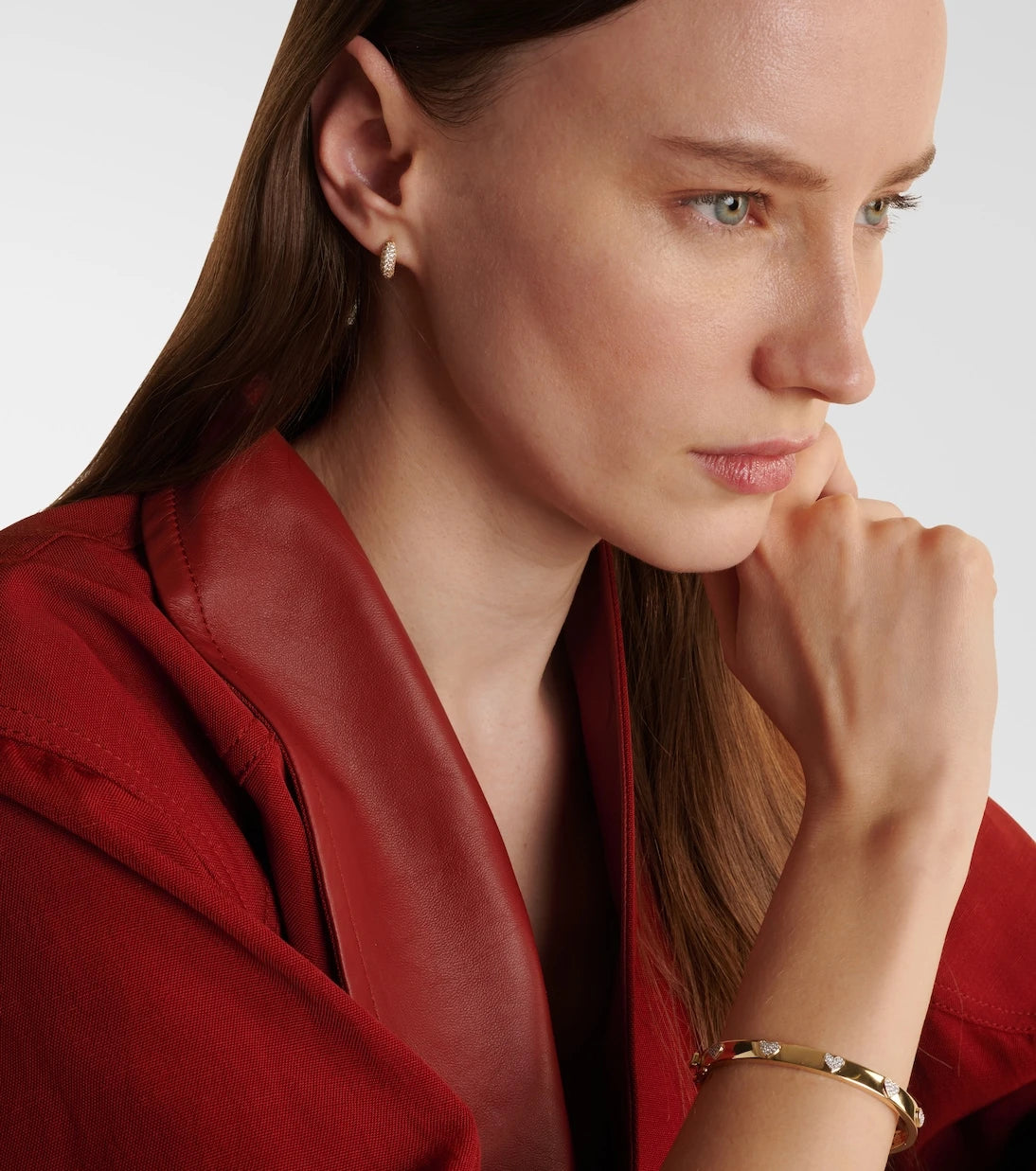 Sydney Evan - Puffy 14kt gold hoop earrings with diamonds