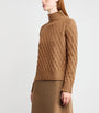 Beige Camel Hair Jacquard Rollneck Sweater