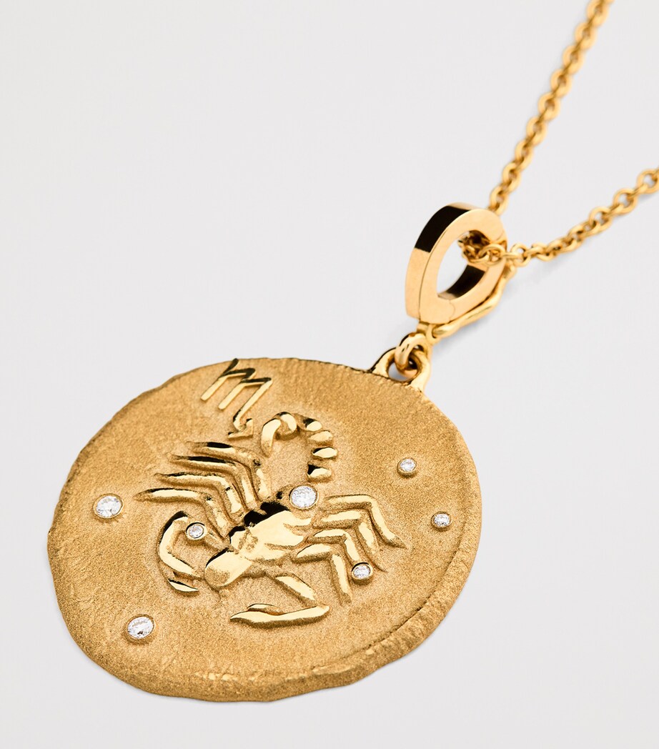 Large Yellow Gold and Diamond Scorpio Coin Charm