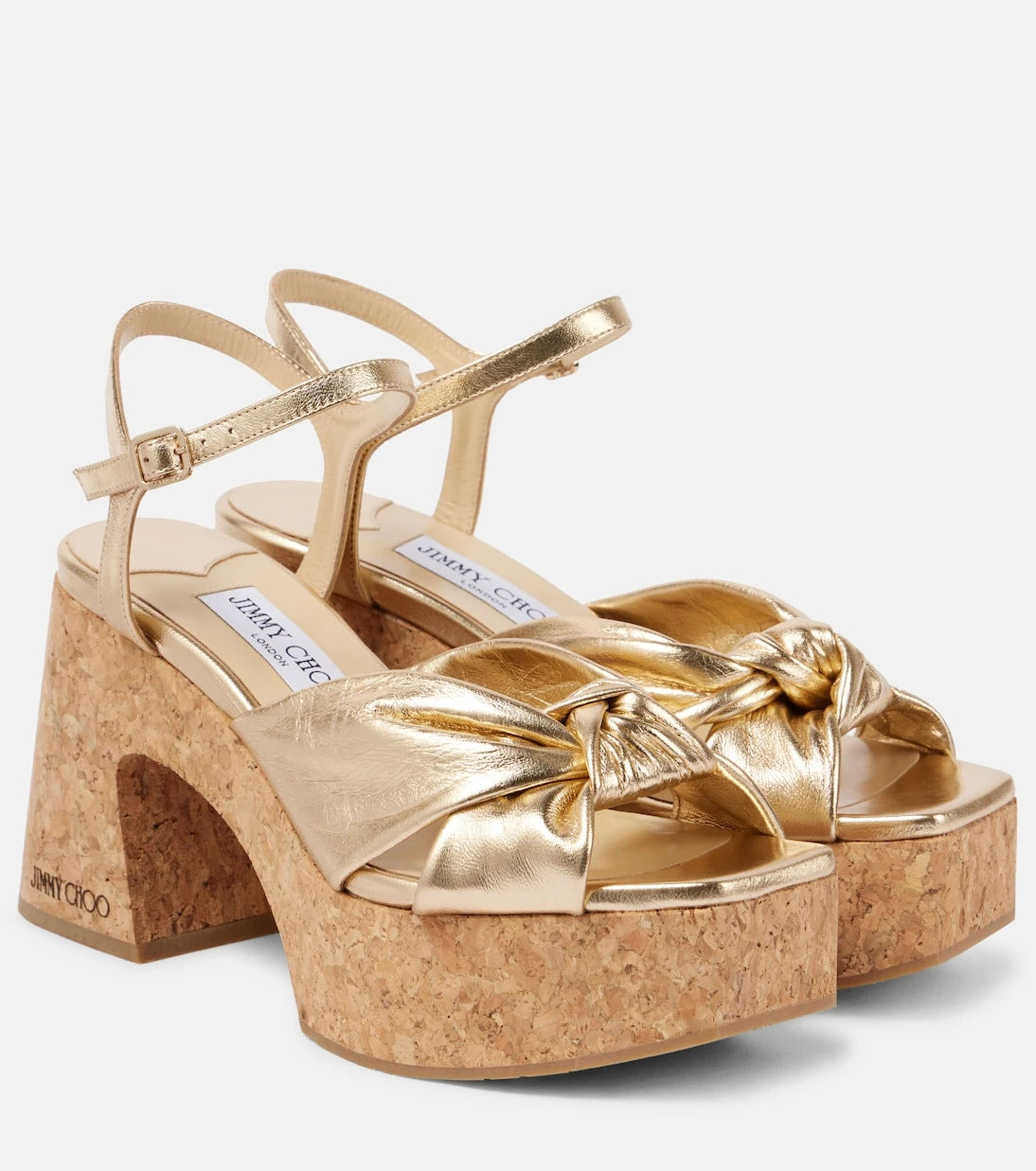 Jimmy Choo - Heloise 95 metallic leather wedge sandals