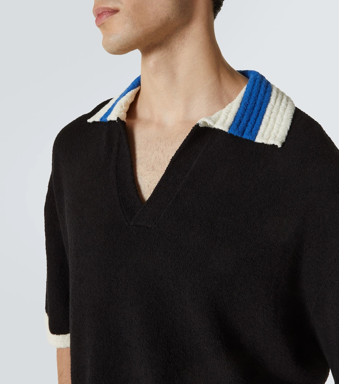 Commas - Crochet cotton-blend polo shirt