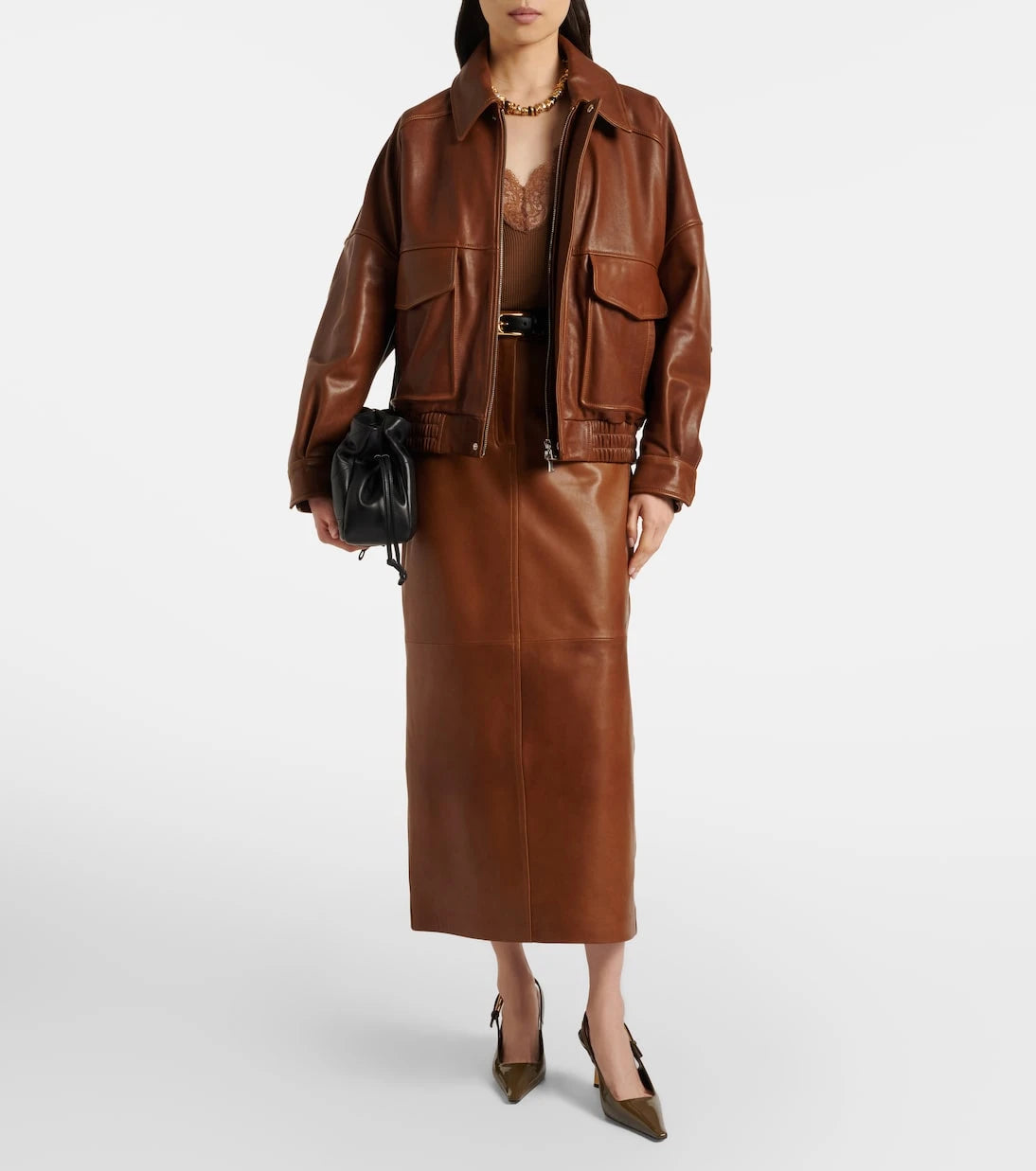 Nour Hammour - Runa leather bomber jacket