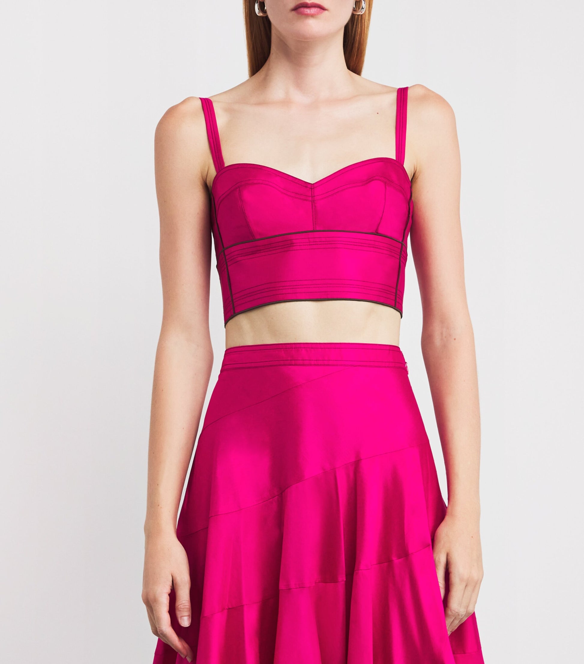 Tory Burch Pink Silk Dupioni Bra Top