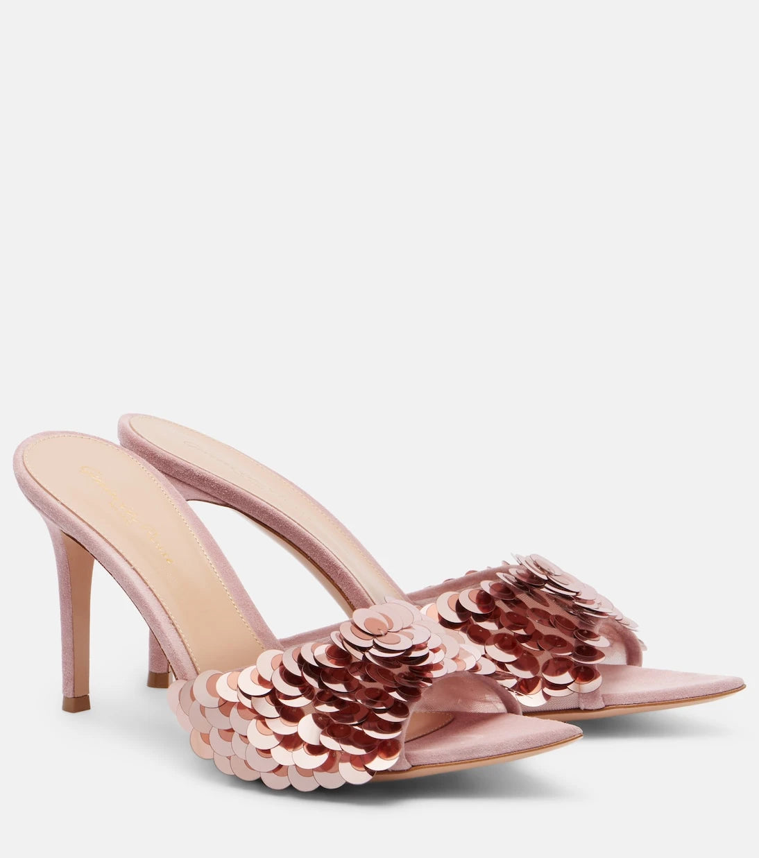 Gianvito Rossi - Elle sequined suede-trimmed mesh mules