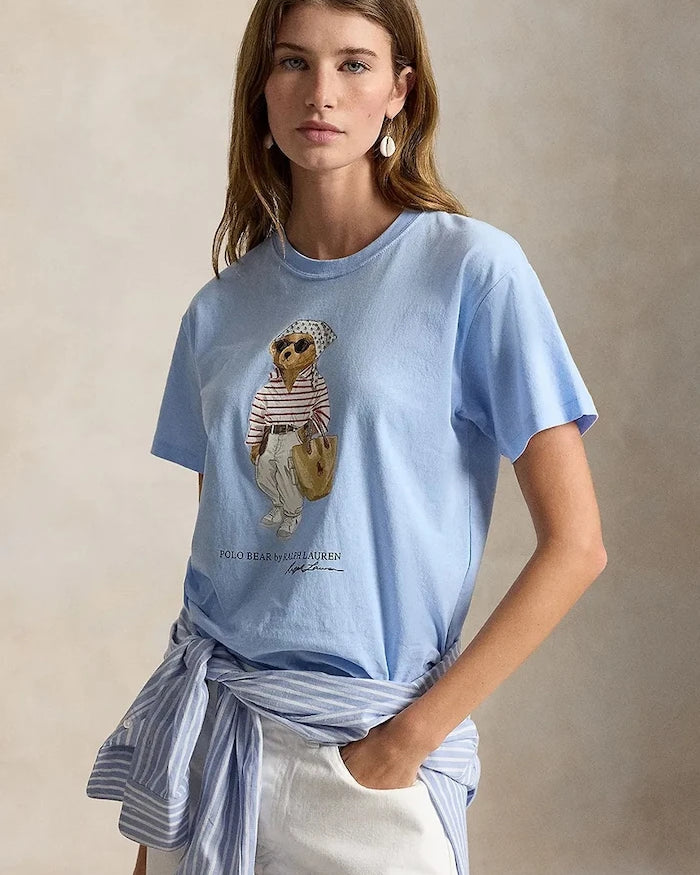 Polo Ralph Lauren basic kadın pamuklu tişört VNTG CTN JSY-KNT-T-SHIRT
