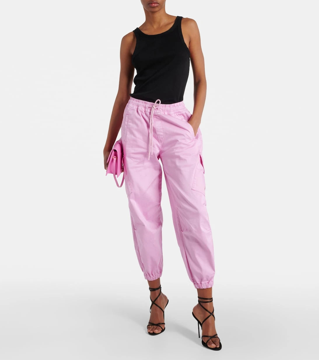 AG Jeans - بنطال كارجو قطني بخصر مرتفع
