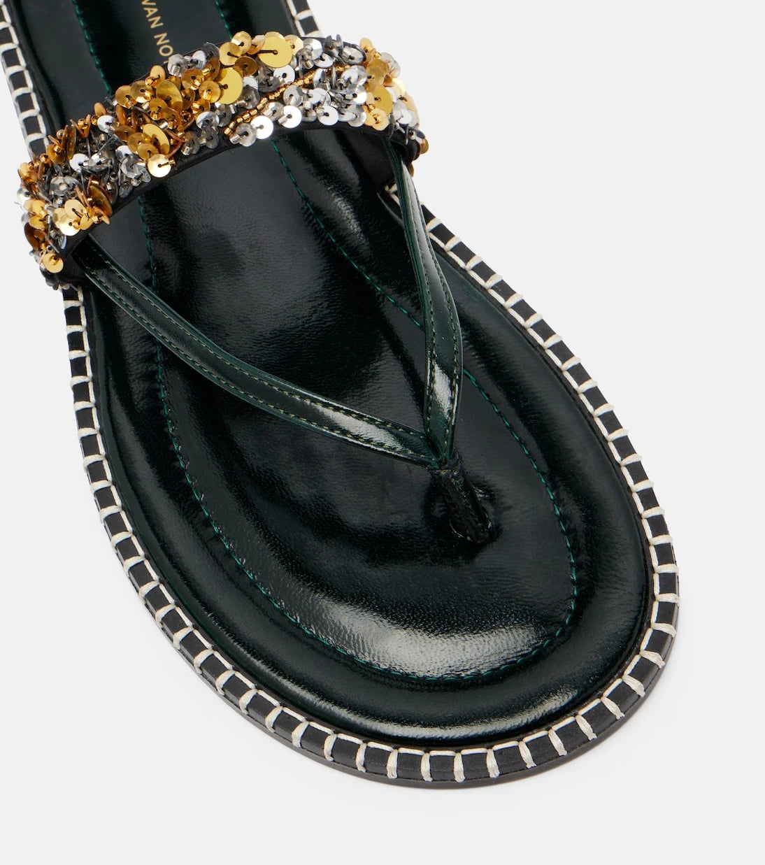 Dries Van Noten - Sequined leather thong sandals