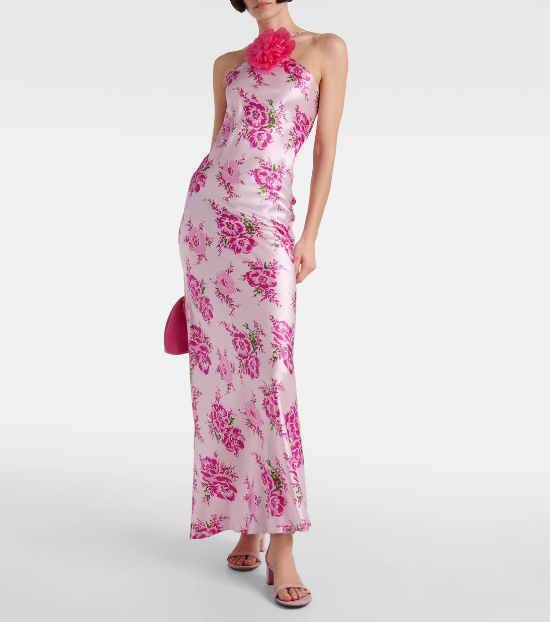 Rodarte - Floral-appliqué silk maxi dress