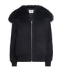Yves Salomon Black Wool-Cashmere Fur-Trim Jacket