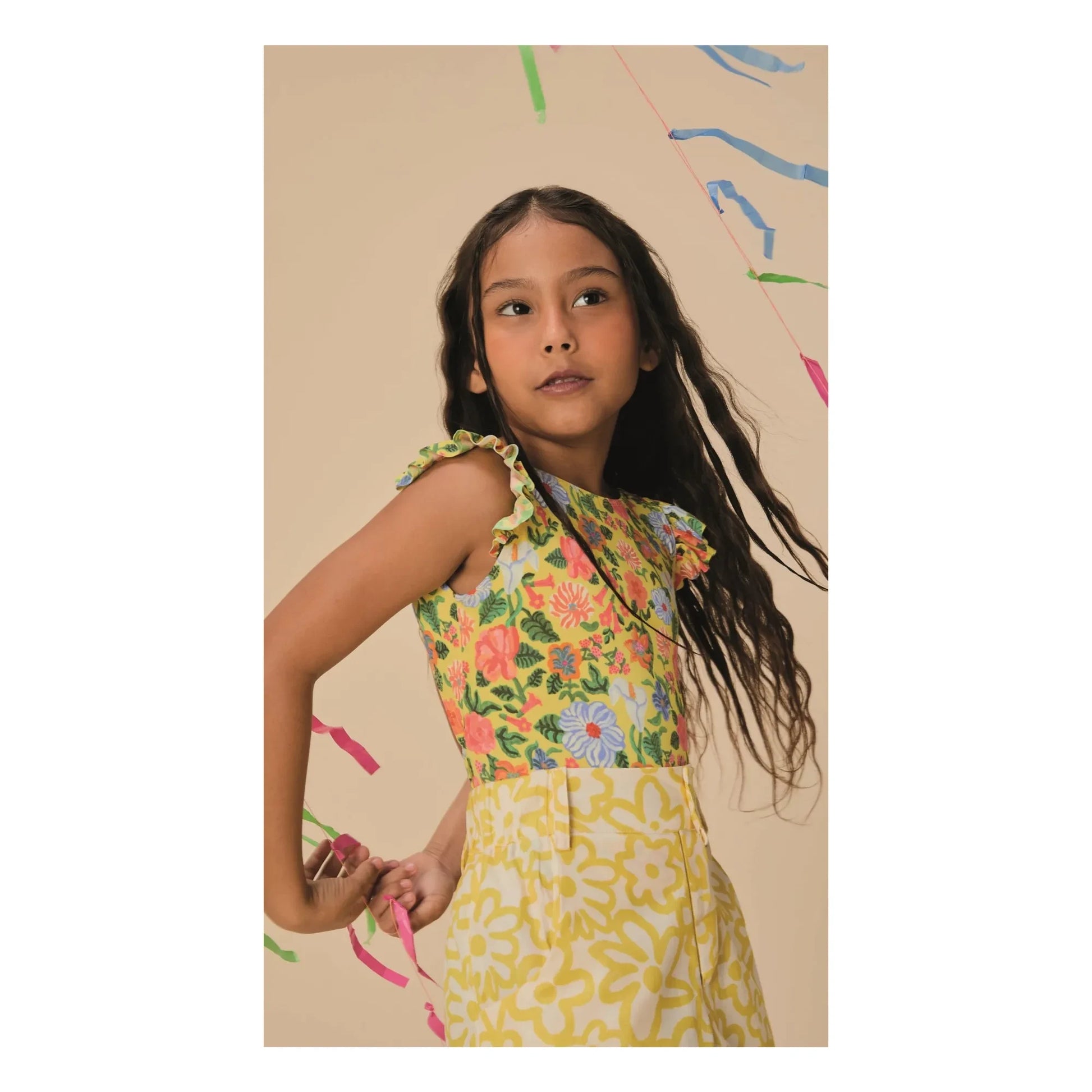Fabula - 1 Piece Swimsuit Flounced Flowers | Yellow