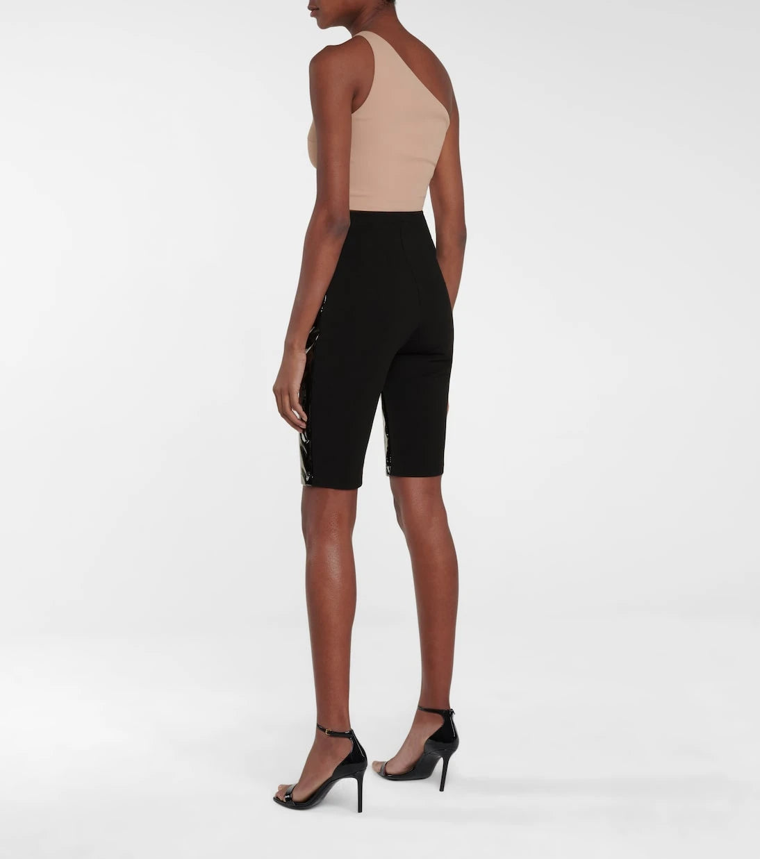 David Koma - Patent leather biker shorts