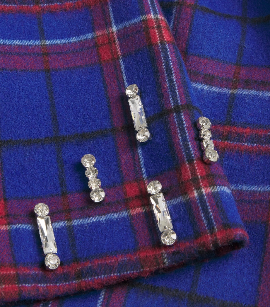 MAX&Co. Blue Wool-Blend Tartan Mini Skirt