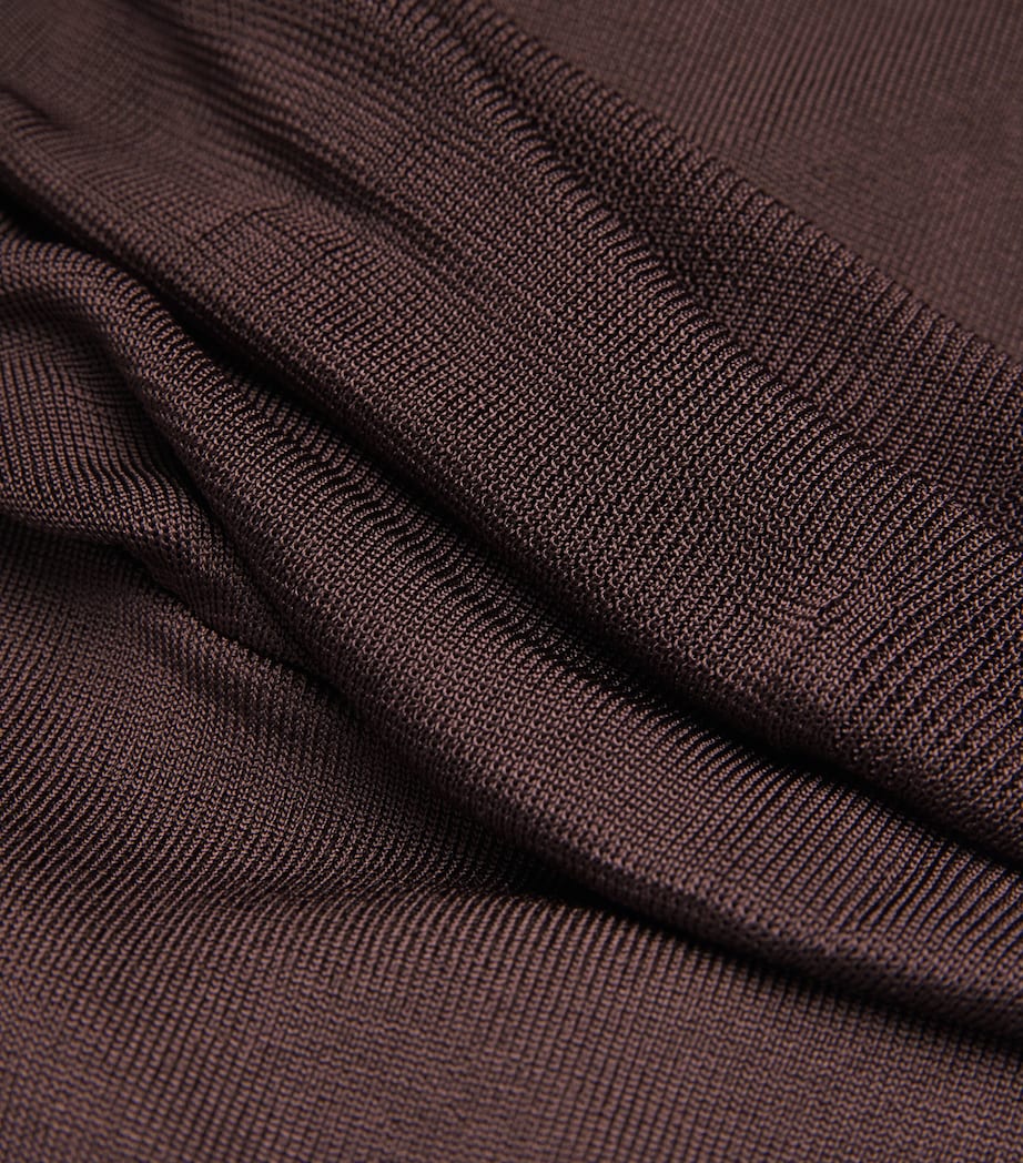 Roland Mouret Brown Knitted Draped Maxi Dress