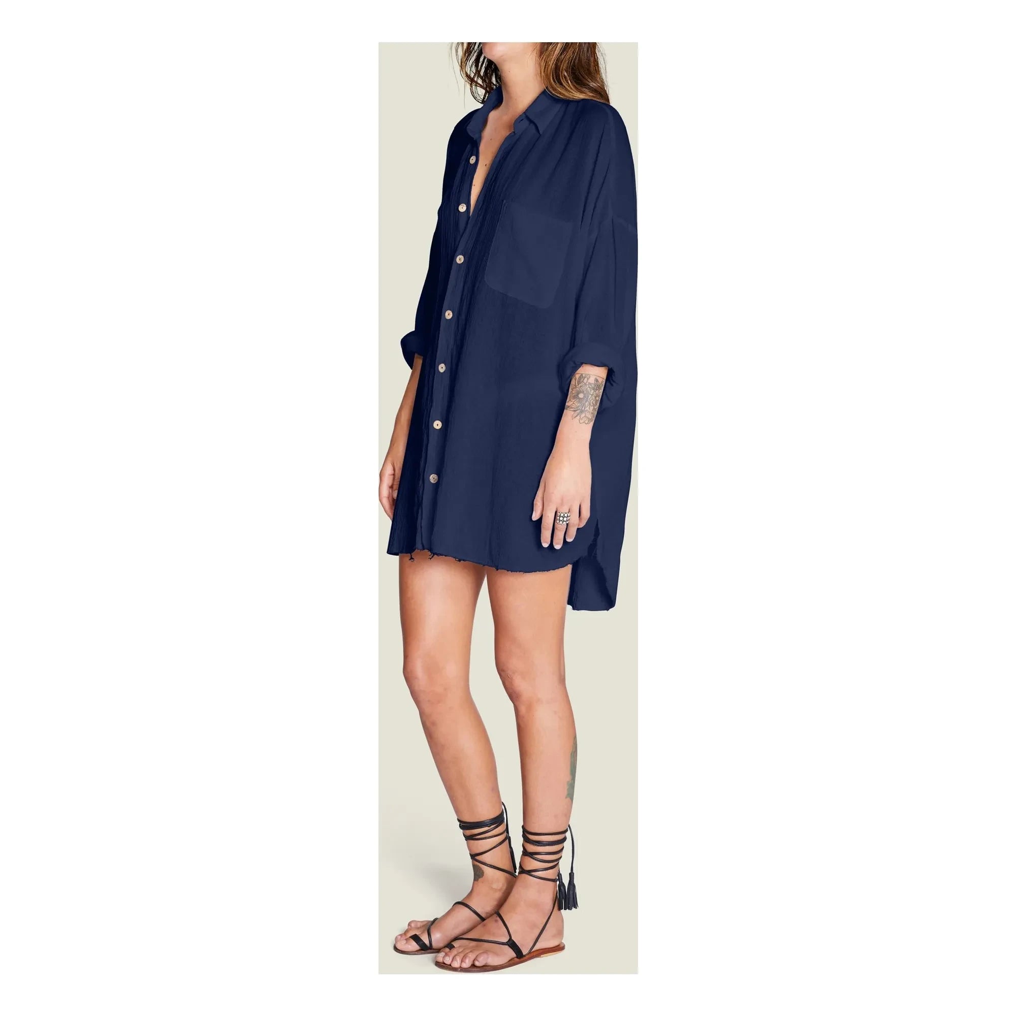 Maison Saint Julien - Mykonos cotton gauze dress | Navy blue