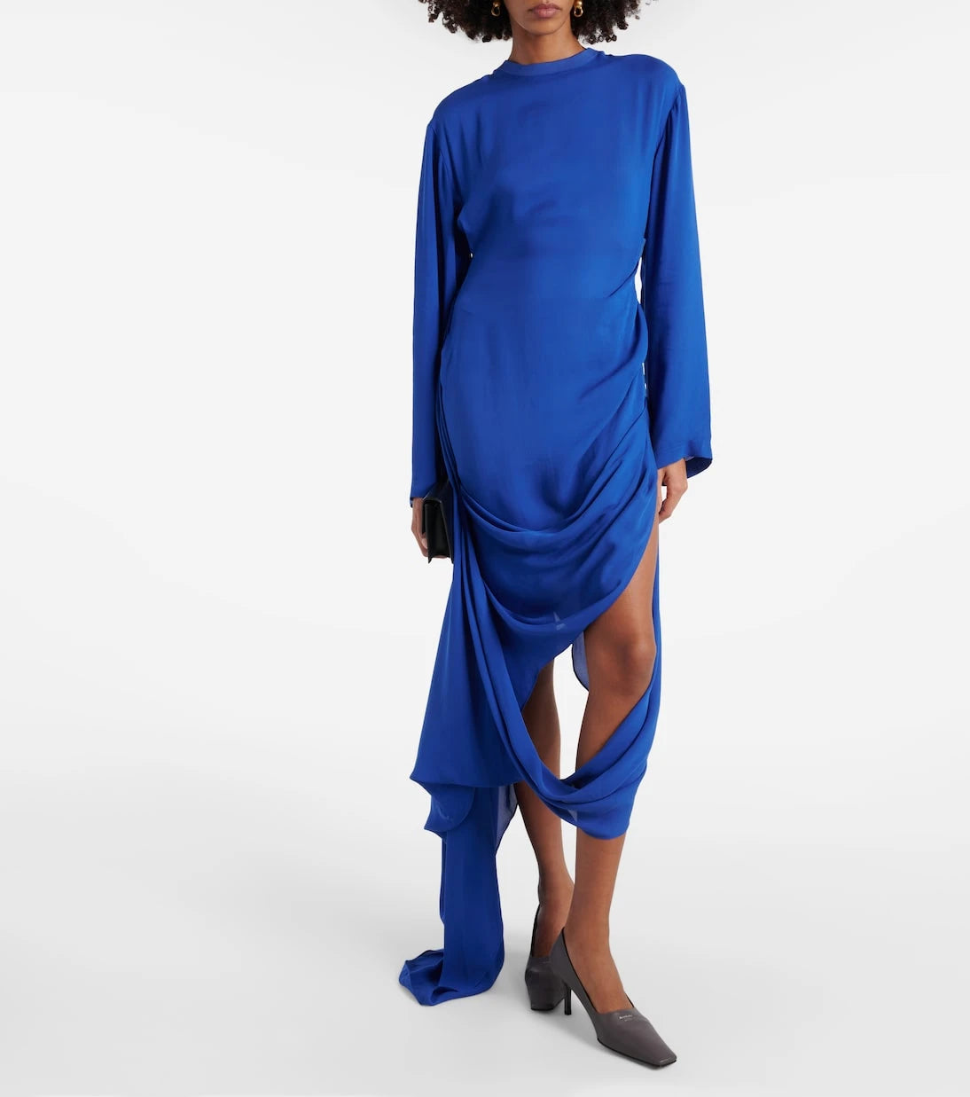Acne Studios - فستان ميدي غير متماثل ومكشكش