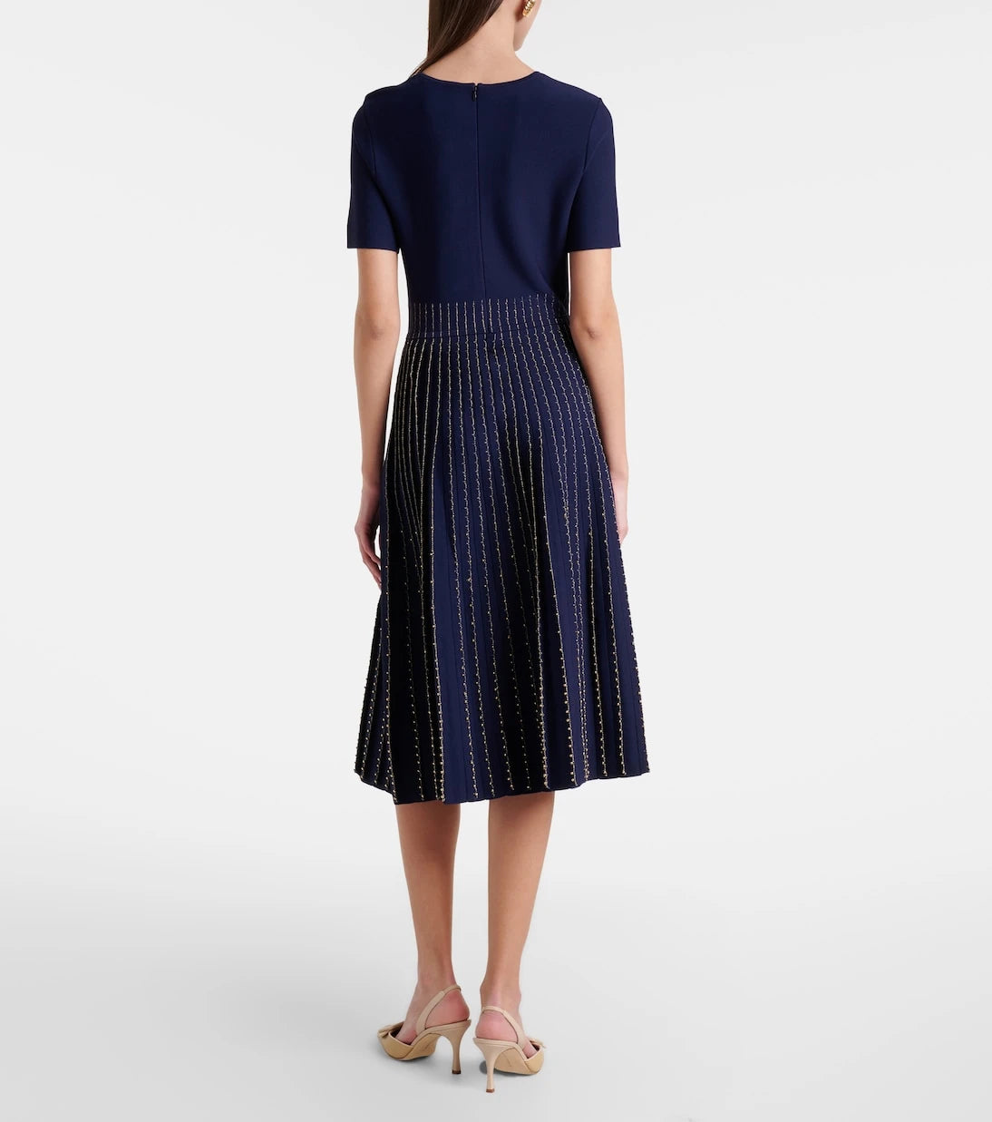 Carolina Herrera - Beaded knitted pleated midi dress