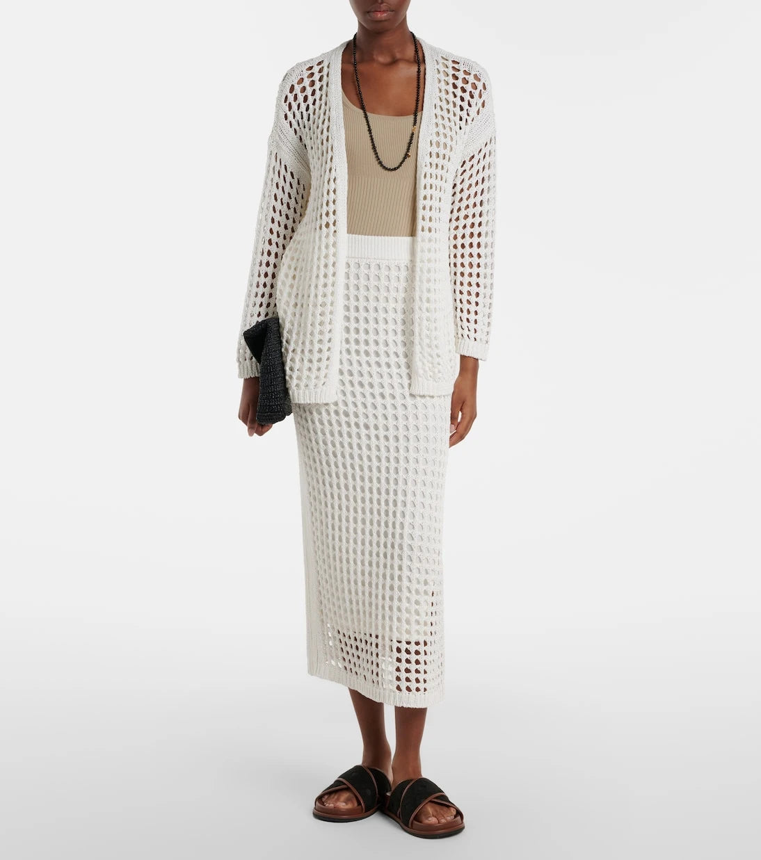 Max Mara - Geode open-knit cotton midi skirt