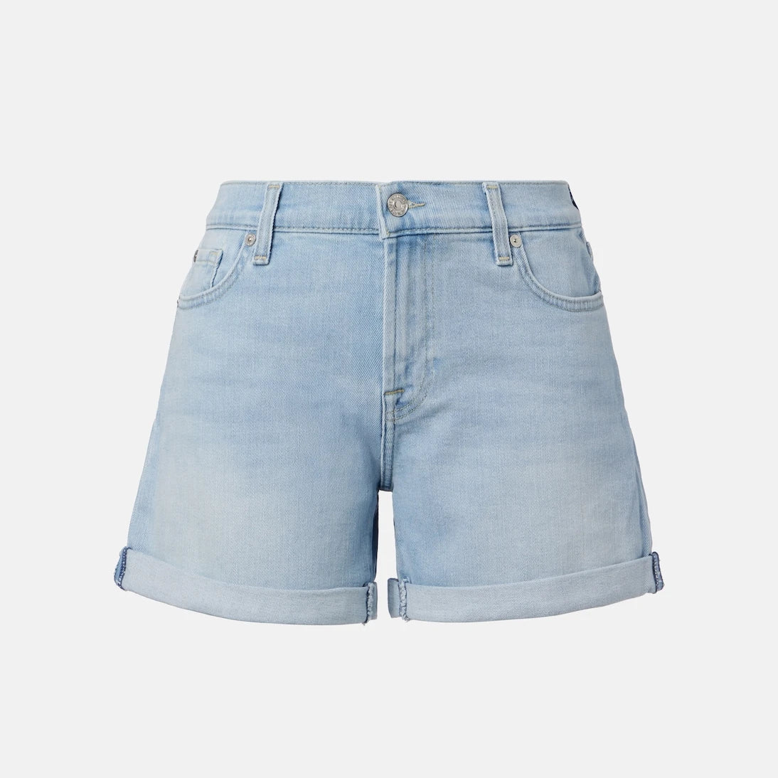 7 For All Mankind - شورت جينز بقصة متوسطة الارتفاع