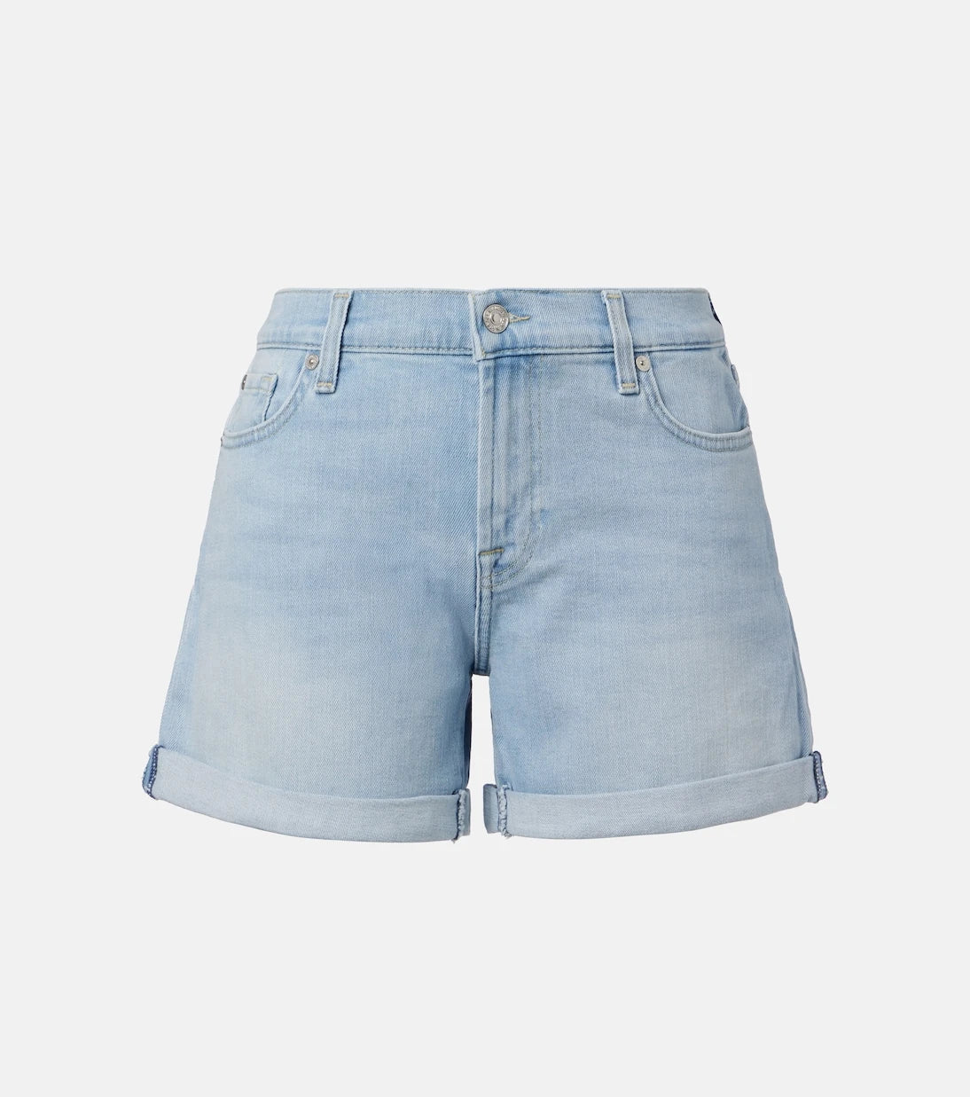 7 For All Mankind - شورت جينز بقصة متوسطة الارتفاع
