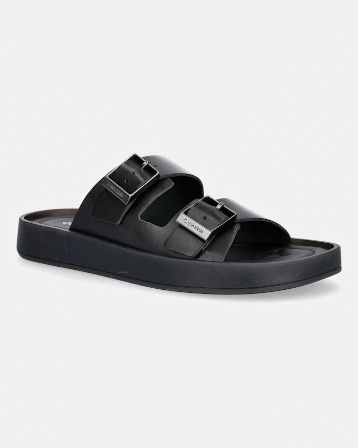 Calvin Klein Erkek Deri Terlik ERGON DOUBLE BAR SANDAL LTH