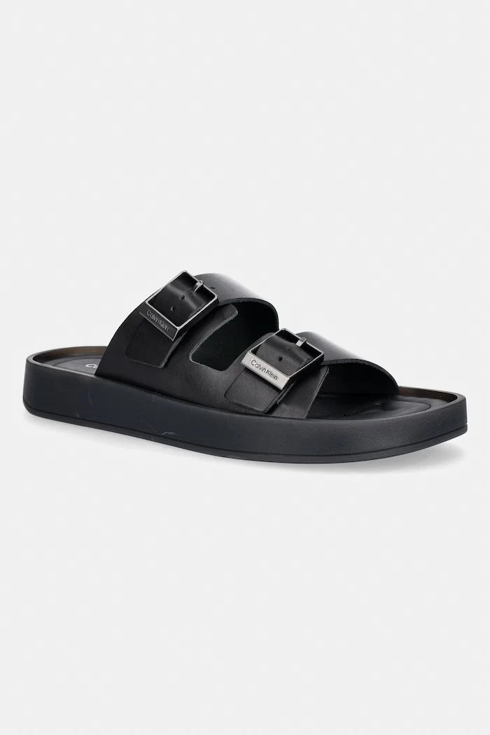 Calvin Klein Erkek Deri Terlik ERGON DOUBLE BAR SANDAL LTH