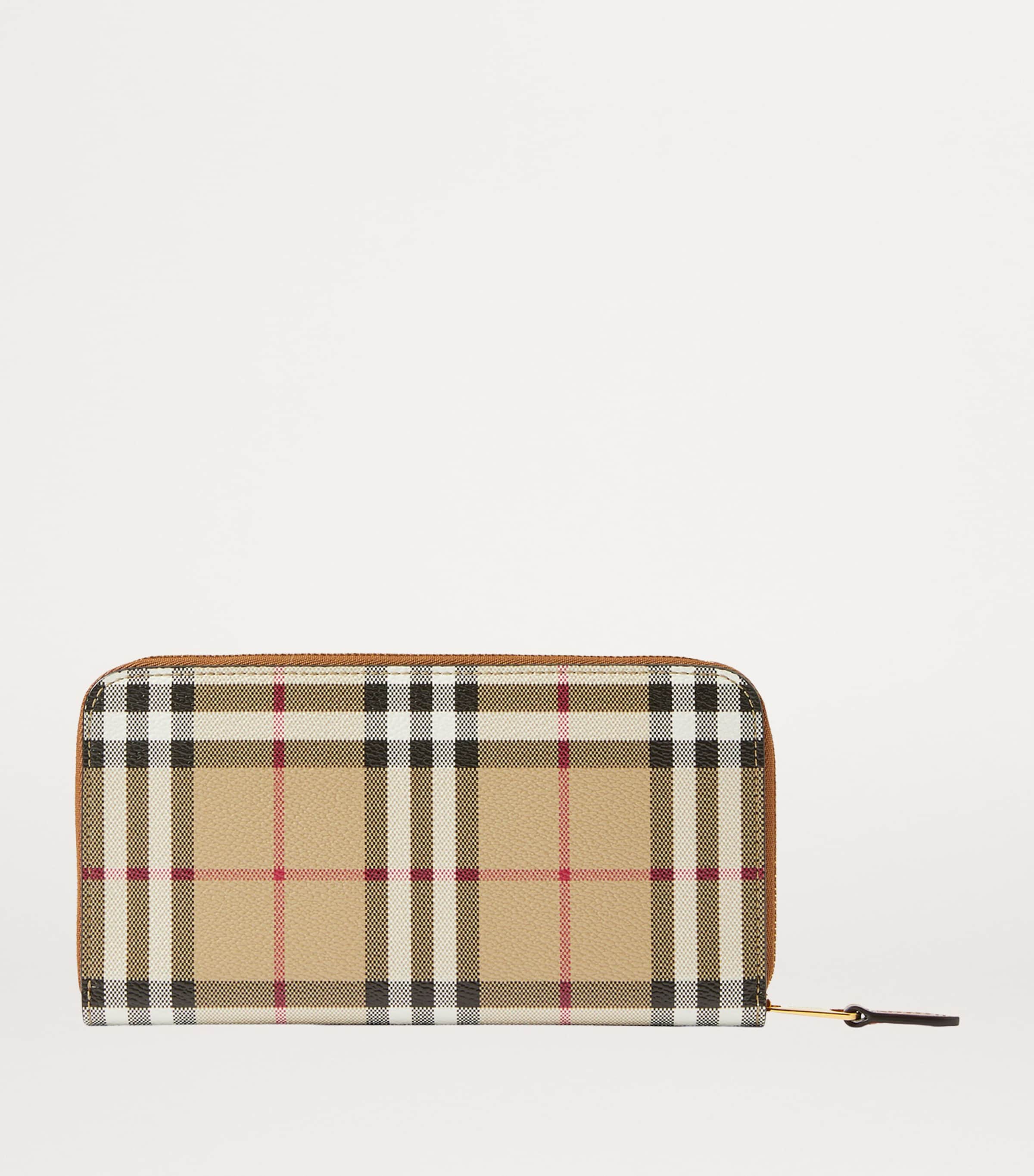 Brown Check Zipped Wallet
