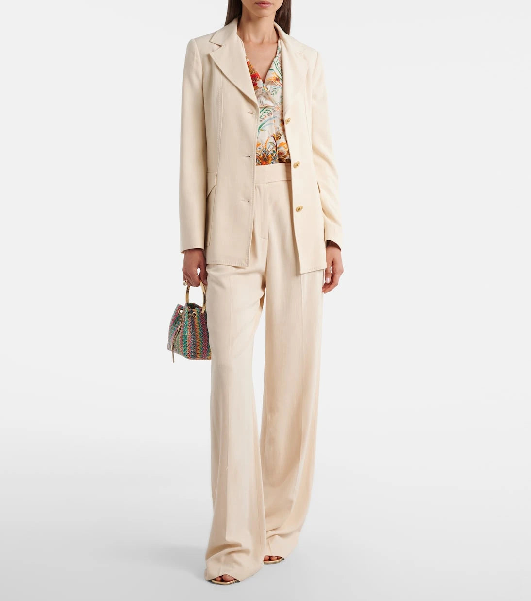 Jimmy Choo - Bon Bon Small raffia-effect bucket bag
