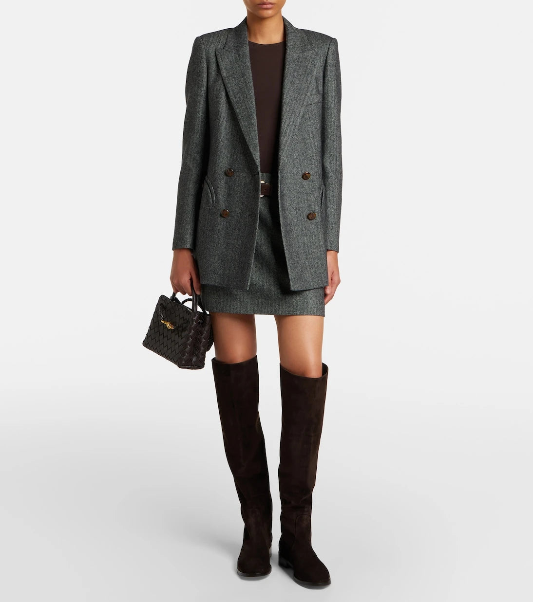 Blazé Milano - Coci herringbone wool-blend miniskirt