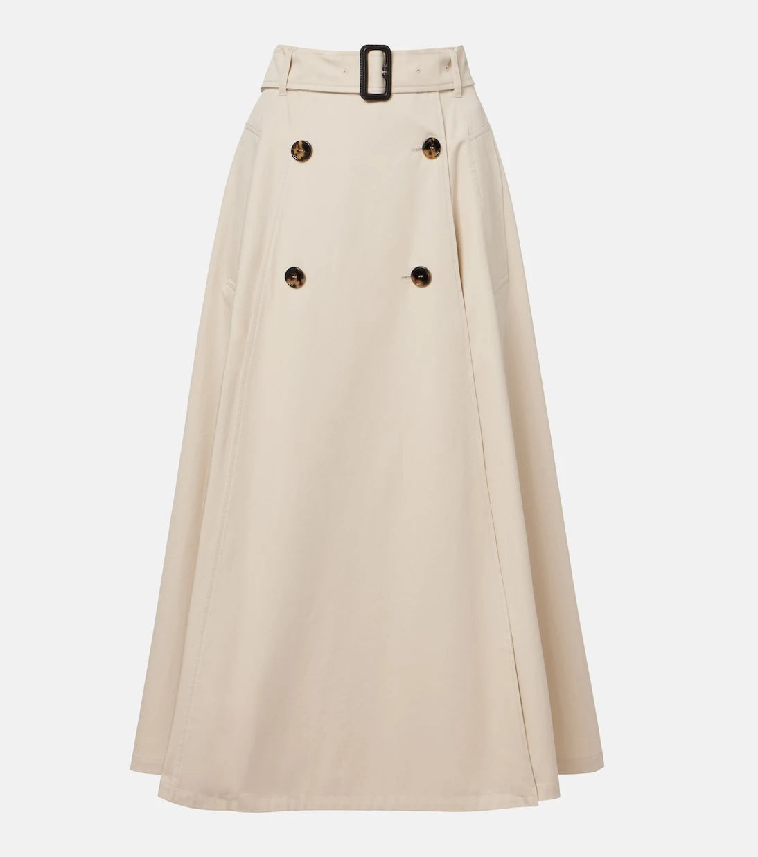 Burberry - Belted cotton gabardine midi skirt