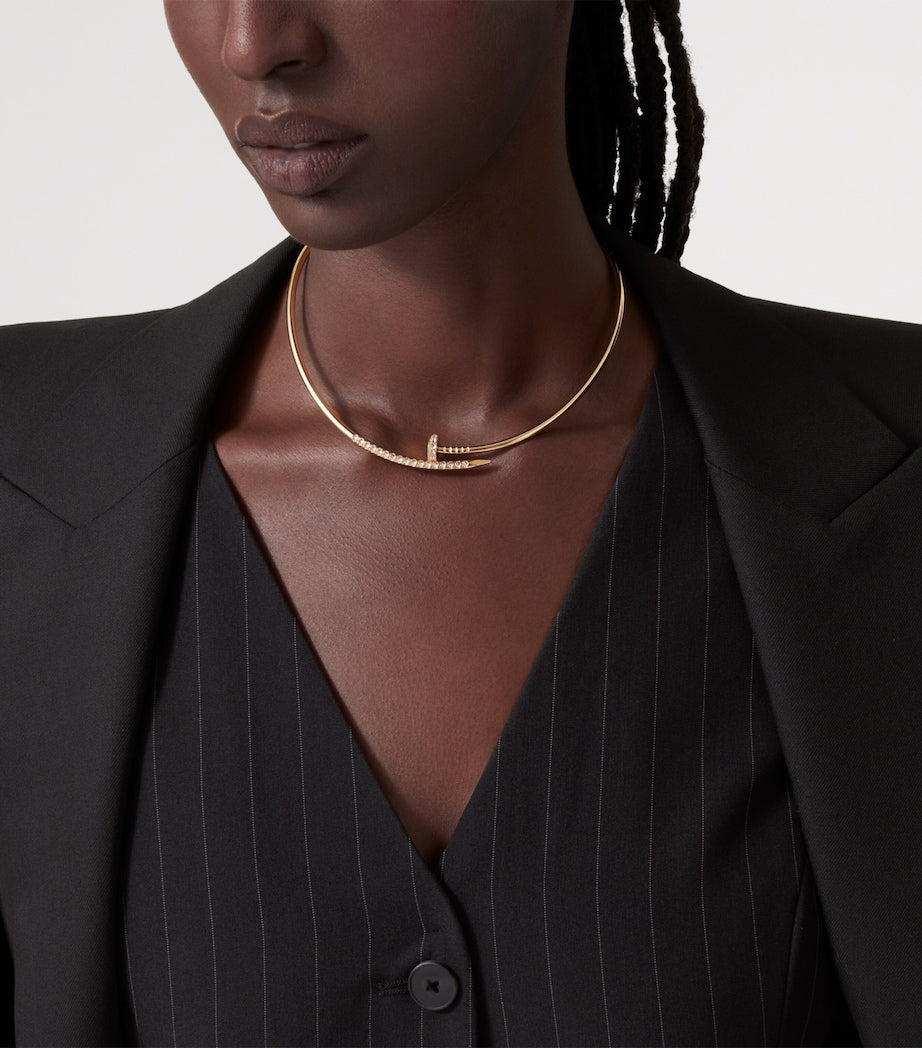 Small Yellow Gold and Diamond Juste un Clou Torque Necklace