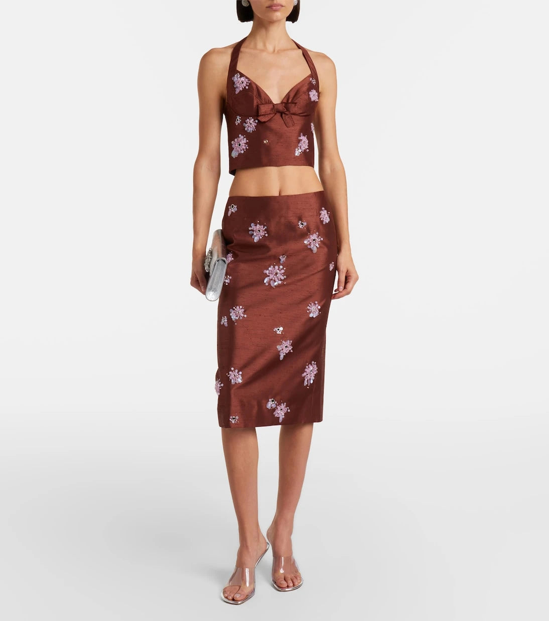 Shushu/Tong - Embellished halterneck crop top