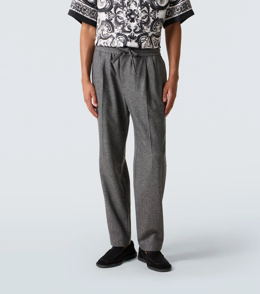 Dolce&Gabbana - Herringbone wool-blend wide-leg pants