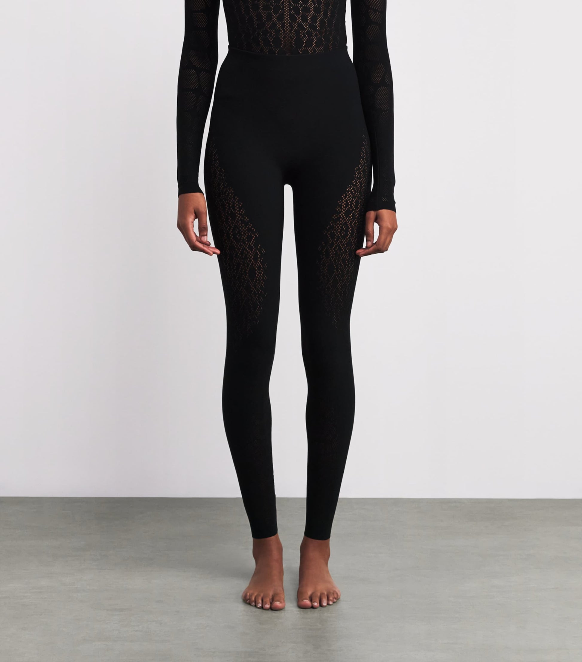 Wolford Black Reptile Net Leggings