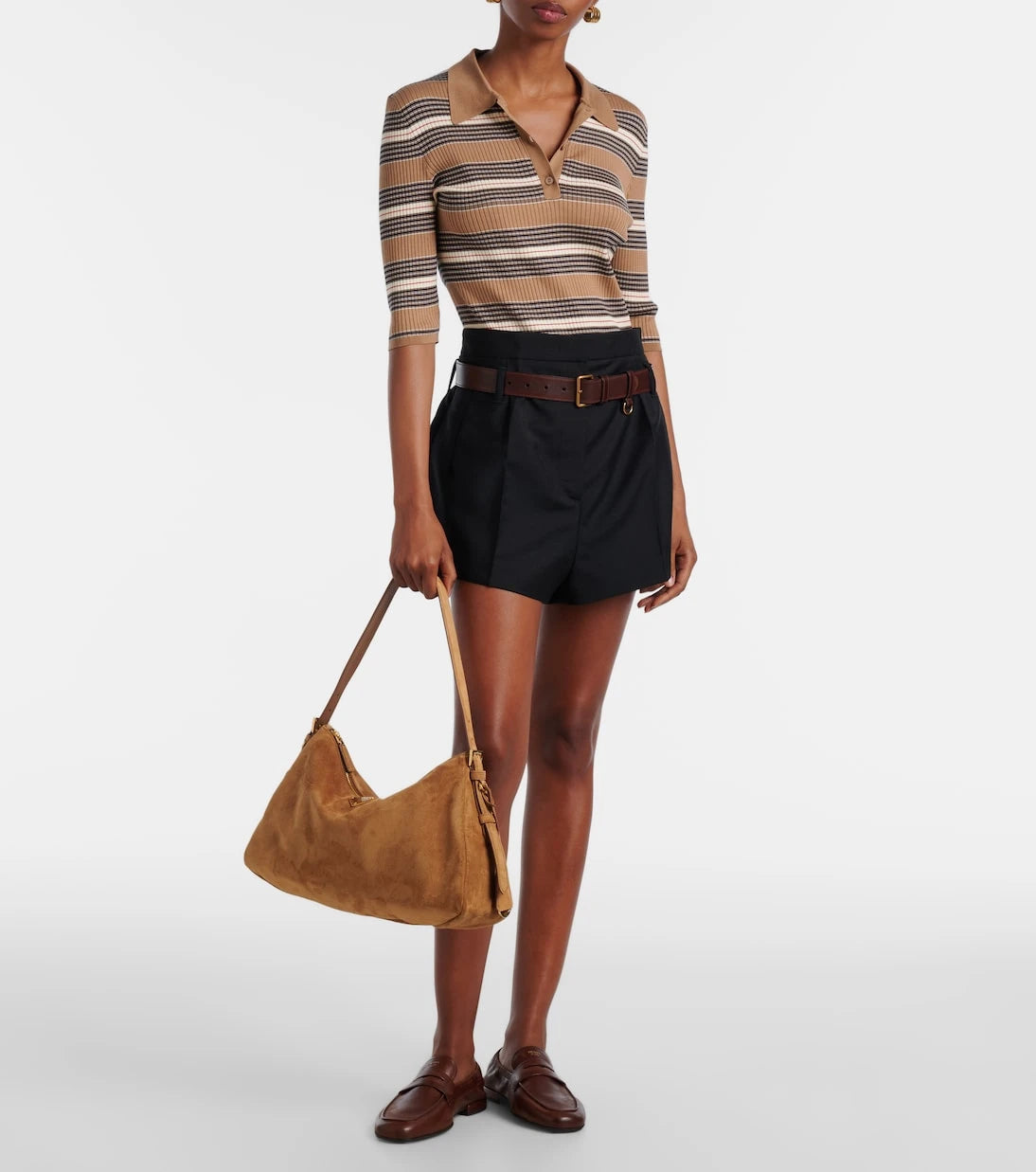 Prada - Prada Aimée Large suede shoulder bag