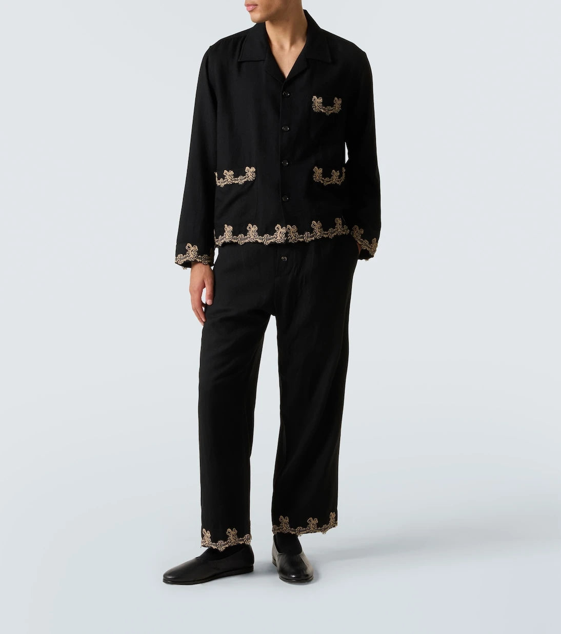 Bode - Laurelist wool flannel wide-leg pants