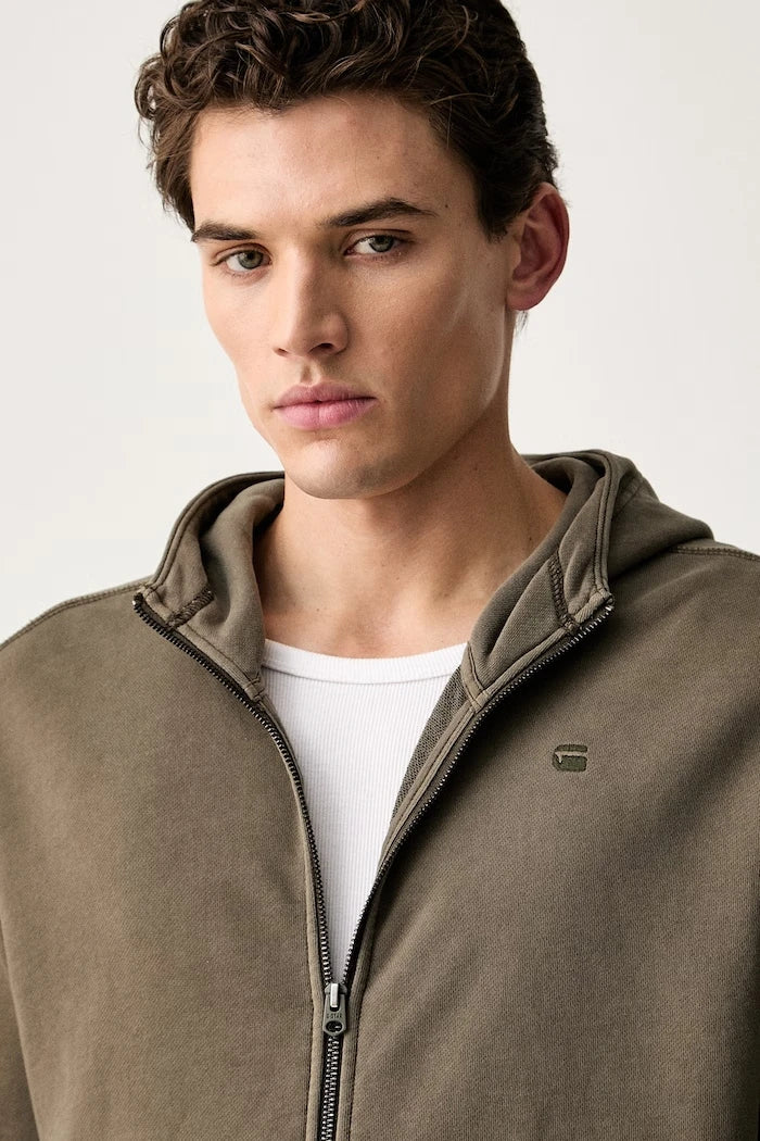 G-Star erkek pamuklu fermuarlı sweatshirt Unit washed full zip hdd