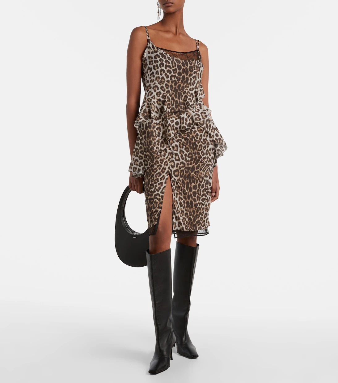 Jacques Wei - Leopard-print ruffled silk camisole