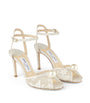Jimmy Choo Neutral Sacora 85 Lace Leather Sandals