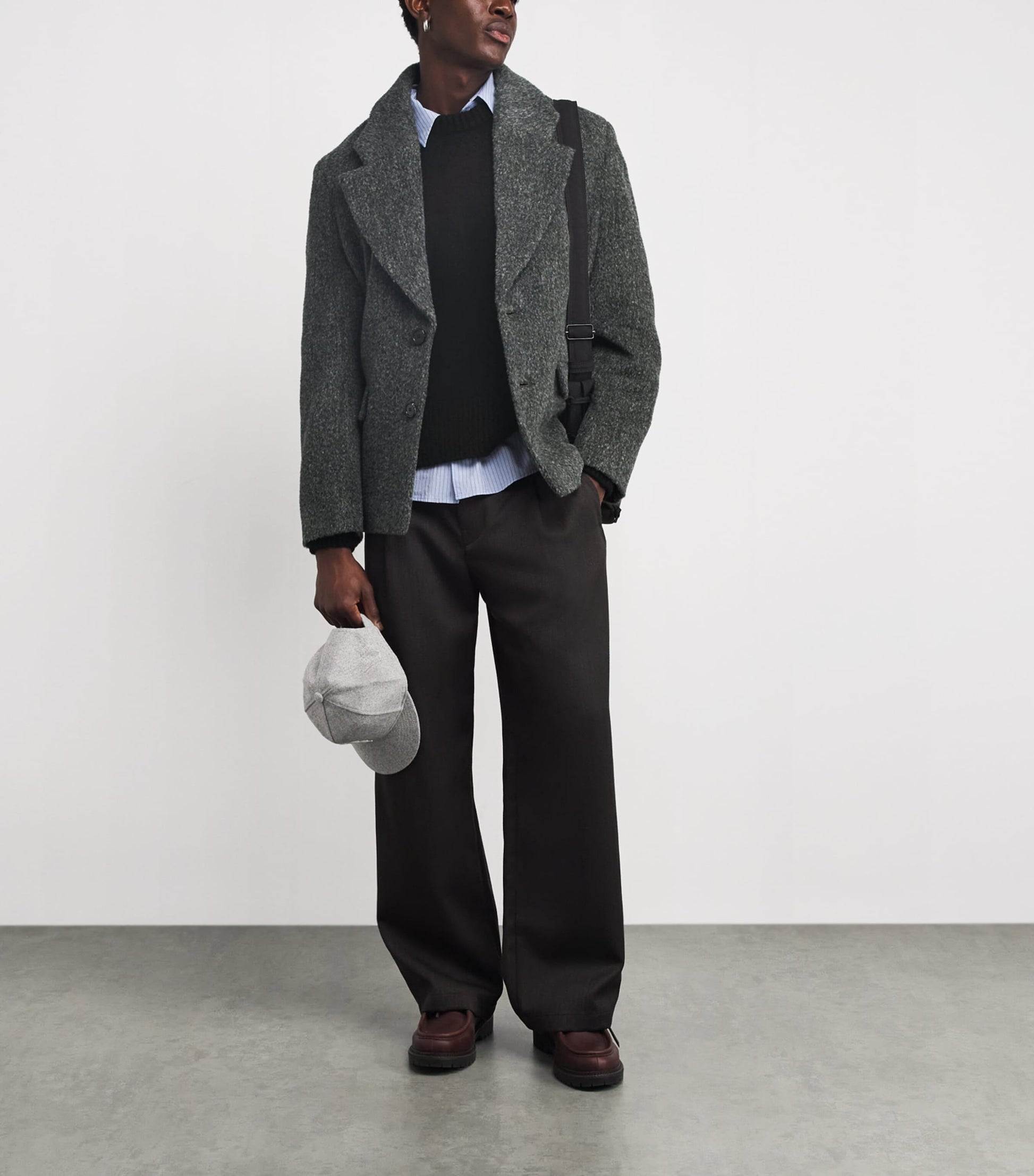 Wool-Blend Back Logo Sweater BLACK/ECRU